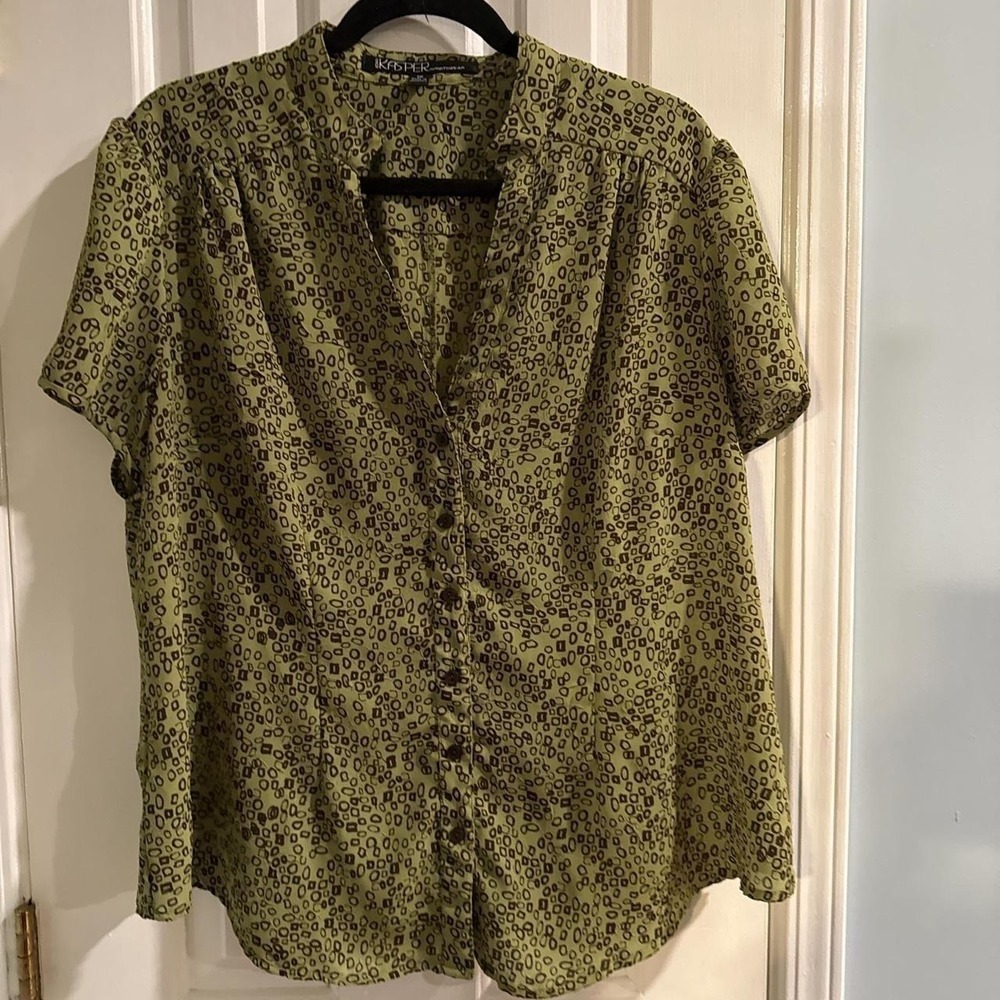 Jasper Olive and Brown Blouse 1X